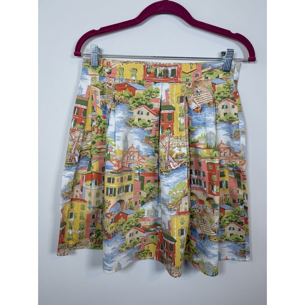 Beebop & Wally Pleated Coastal Europe Skirt Women's Size Large Retro Beachy - Picture 3 of 11